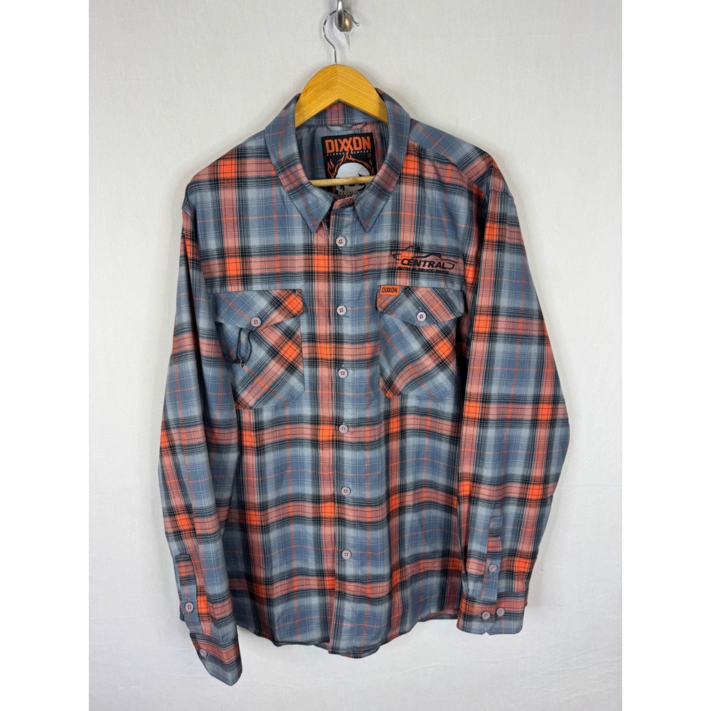 Dixxon Flannel The Inferno Grey Orange Plaid Central Auto Truck Parts Shirt 2X